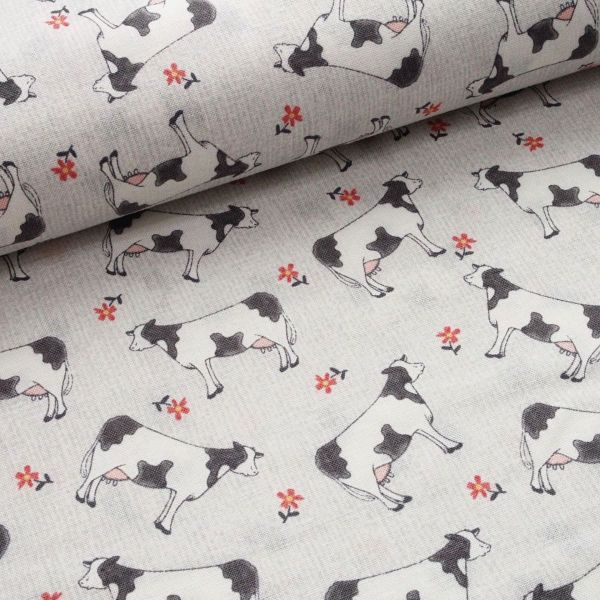 Baumwolle Kühe Bauernhof grau – Farm Fresh by Jessica Flick