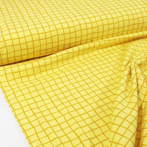 Jersey Karo Gitter leuchtend gelb – Baumwolljersey Veronika von Swafing