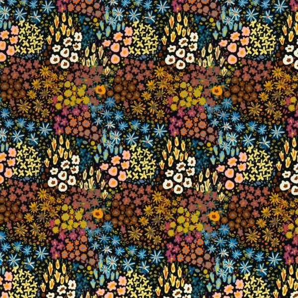 Modal Sweat kleine Blüten schwarz bunt Streublumen – Serie Joana von Swafing