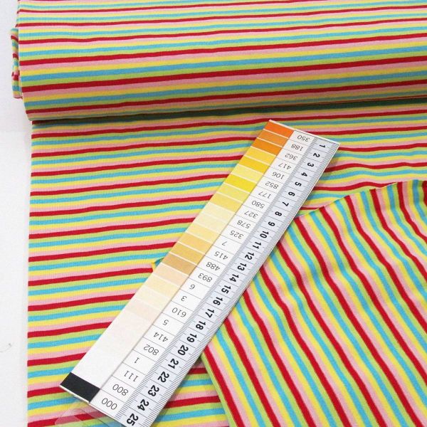 Jersey mit Streifen 4mm Regenbogen bunt – Baumwolljersey Ringeljersey