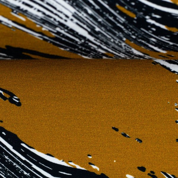 Sweat abstraktes Scratch Muster senf - French Terry Sandro von Swafing