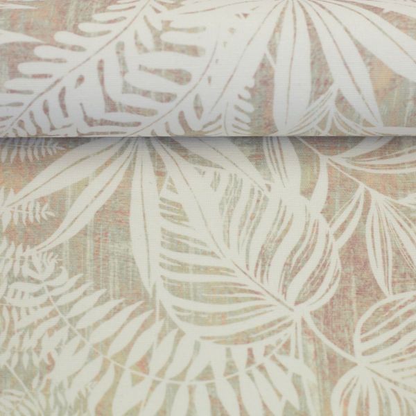 beschichtete Stoff mit Blättern Beige – Serie Alsfeld von Swafing
