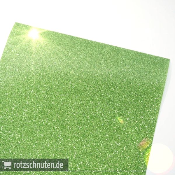 Flexfolie für Textildruck Glitter hellgrün A4 - Plotterfolie Plottermarie Glitzer Funkelfolie 360µ