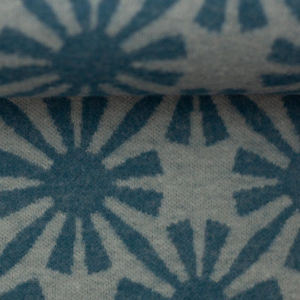 Kuschel Jacquard Jersey Sonne petrol – Kuschelstrick Herbst von Swafing