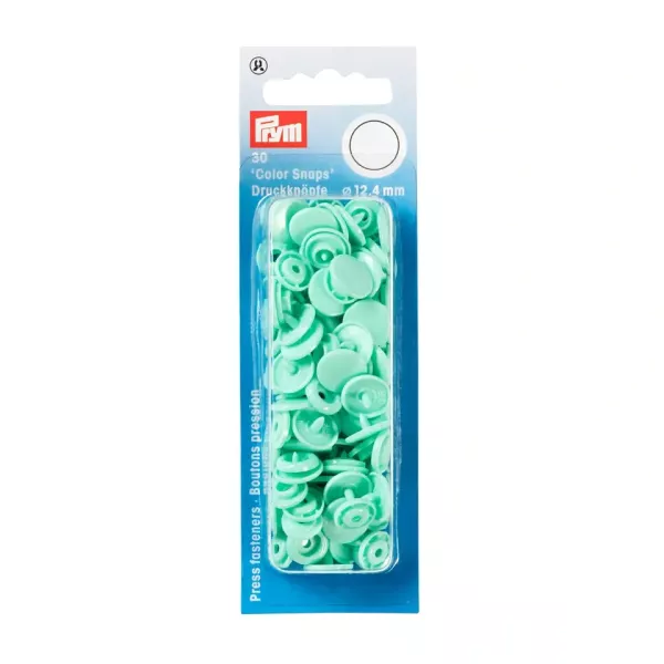 30 Prym Color Snaps – Mintgrüne Druckknöpfe (Ø 12,4 mm) für Kleidung & Accessoires