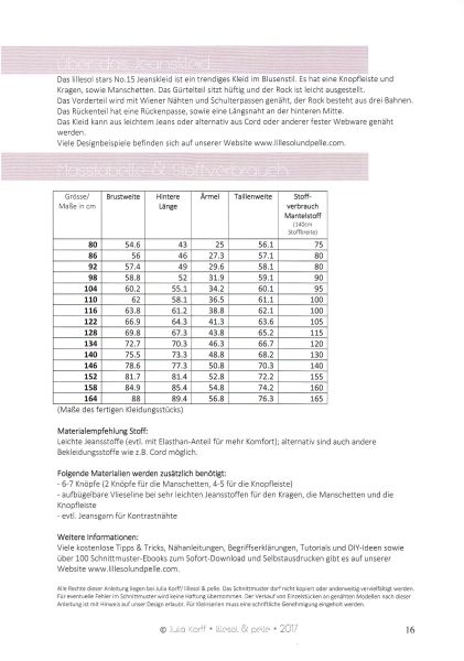 Schnittmuster Jeanskleid Lillesol stars No.15