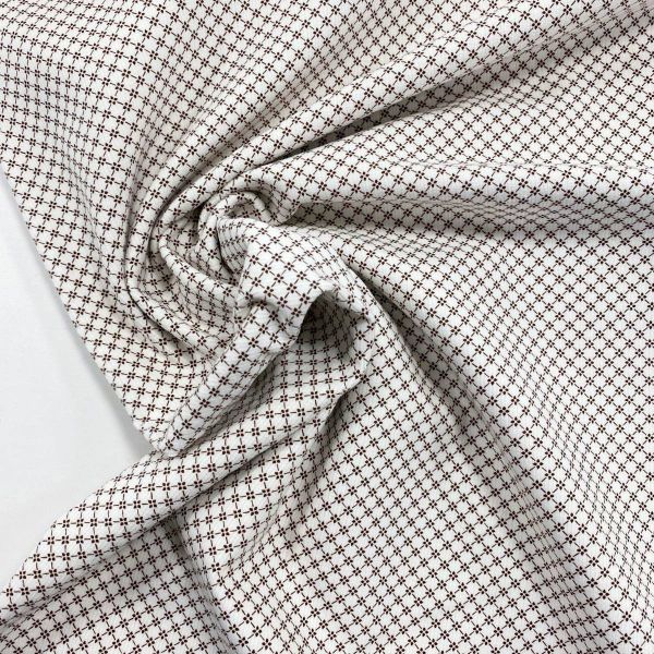 Feincord mit Blüten Rauten in creme braun – Stretch Babycord Corduroy Flower