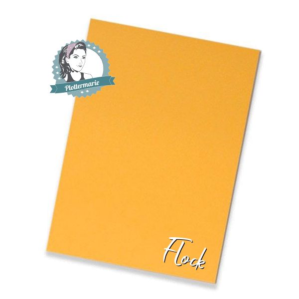 Flockfolie für Textildruck sonnen gelb A4 - Plotterfolie von Plottermarie Flock Velours 480µ