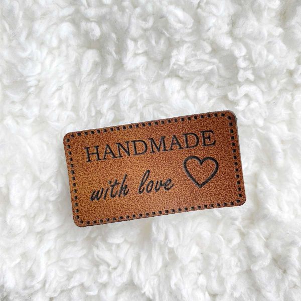 Aufnäher Label - HANDMADE braun - für einzigartige Nähprojekte, Strickwerke & Gebasteltes