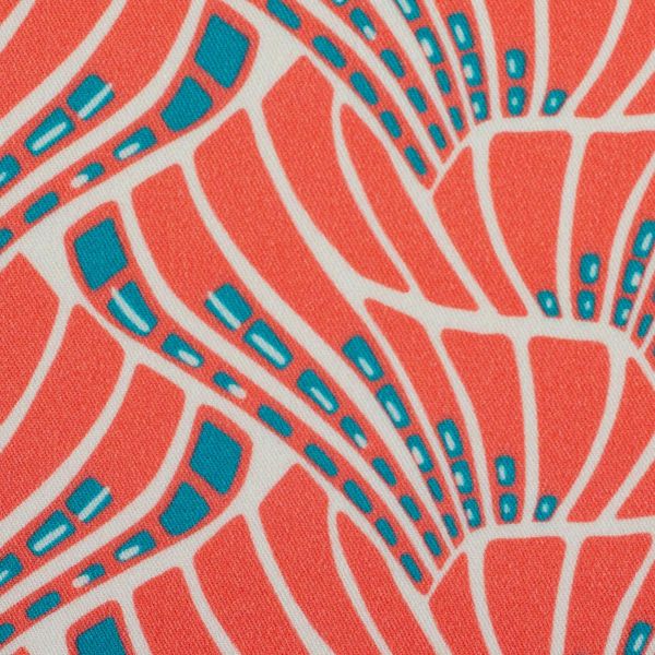 Viskose Webware Retro Blüten koralle - Art-Déco Serie Vienna Coral von Swafing