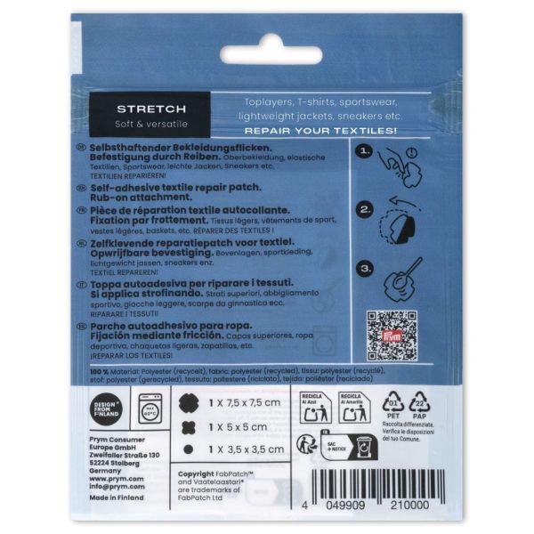 Prym x FabPatch Stretch Reparaturflicken schwarz 3 Stück
