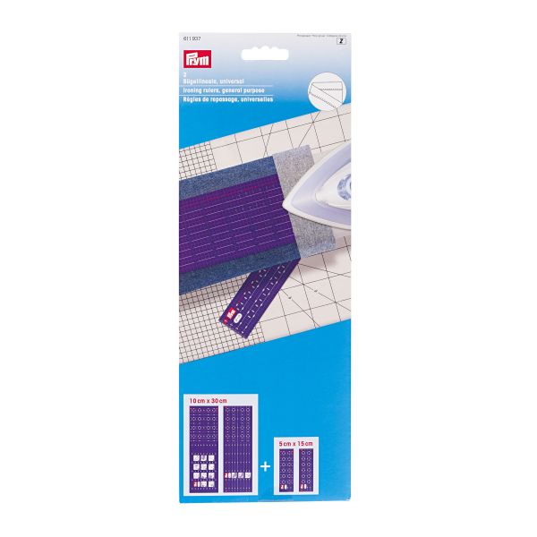 2 Bügellineale 10x30cm & 5x15cm von Prym für Säume und Kanten - Lineal blau