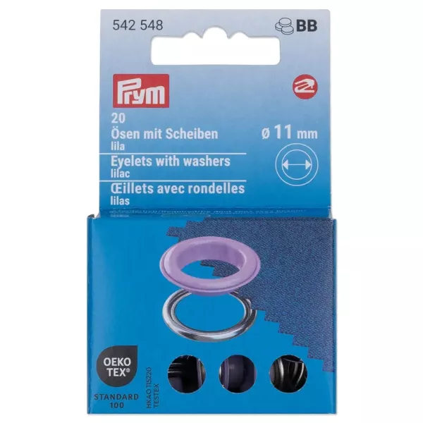 20 Ösen mit Scheiben 11mm flieder - für das Prym Vario Creative Tool