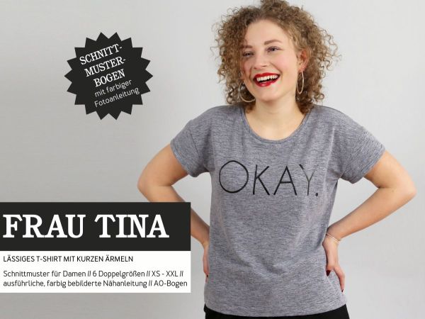 Schnittmuster FRAU TINA • Basicshirt mit kurzen Ärmeln von Studio Schnittreif • Gr. XXS-XXL