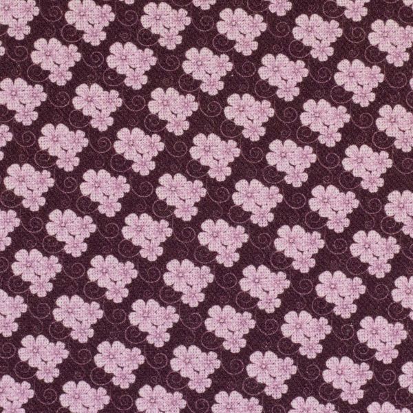 Swafing Else Baumwollstoff aubergine mit hellen Blüten