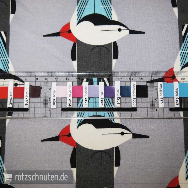 Bio Jersey Interlock BIRCH Charley Harper – upside downside - Möwen