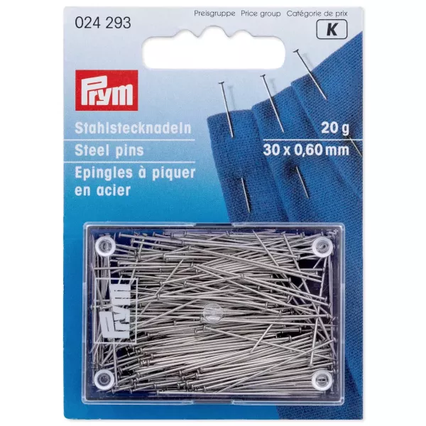 Prym Stecknadeln Stahl 0,60 x 30 mm – silberfarbig, 20 g Dose
