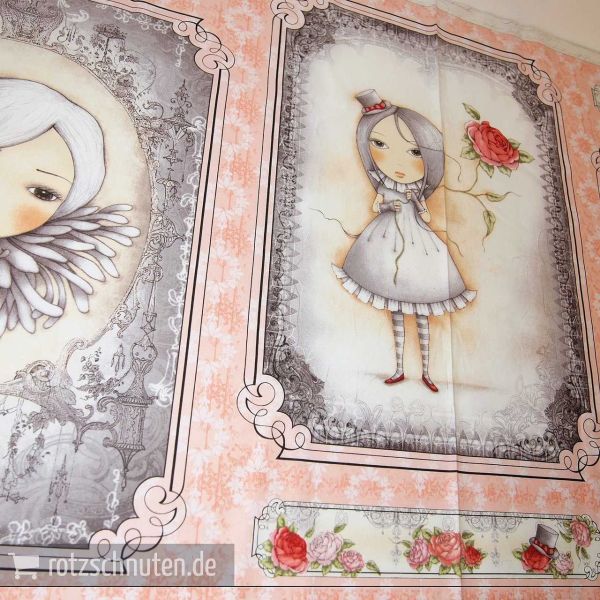 Baumwolle Santoro Gorjuss – Mirabelle – 3 große Bilder Mädchen Panel cameo