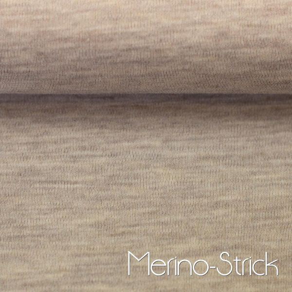 Weicher dünner Merinostrick in beige sand meliert - 100% Schurwolle Merino Strickstoff von Swafing