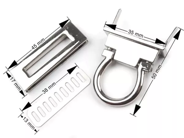 Taschen Drehverschluss silber 17x45mm für Taschen und Rucksäcke