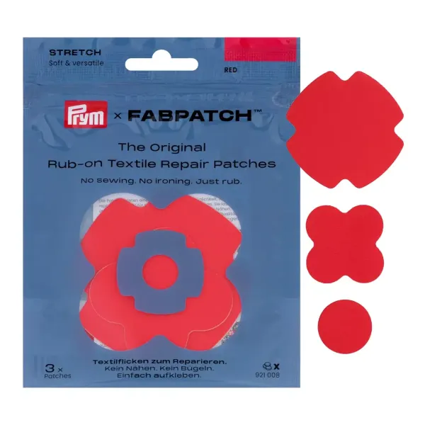 Prym x FabPatch Stretch Reparaturflicken rot 3 Stück