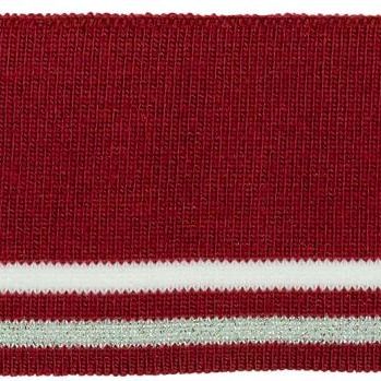 Cuffs Bündchen Streifen bordeaux silber für Hoodie & Co - 6cm hoch 110cm lang Retro College Look