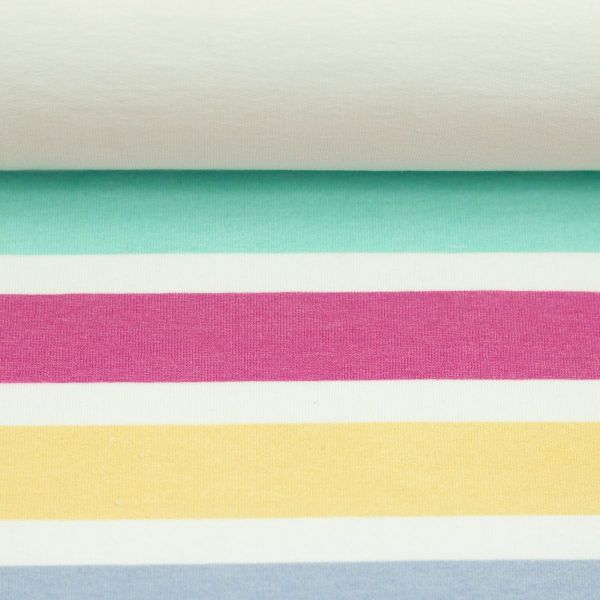 French Terry Panel Simply Stripes weiß bunt – Streifen Sommersweat