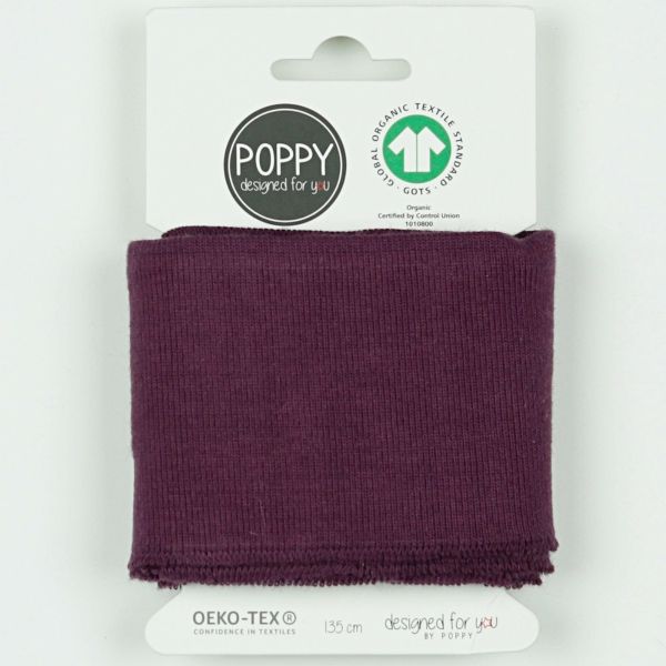 Cuffs Bündchen uni aubergine für Hoodie & Co - 7cm hoch 135cm lang