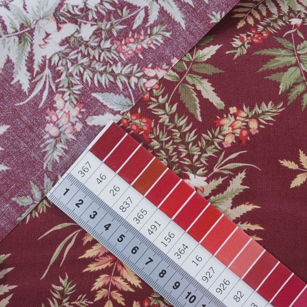 Baumwolle Farn Zweige Gräser rost rot bunt - Seamstress Fern 9768R