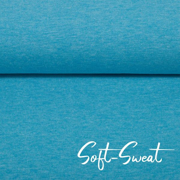 Soft Sweat uni türkis meliert - HEIKE Melange von Swafing