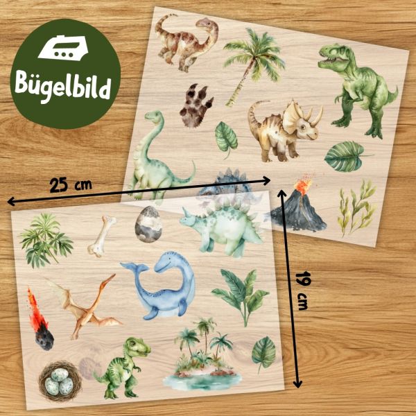 Bügelbilder Set Dinosaurier – 23 Motive für kleine Urzeit-Fans (2 Bögen)