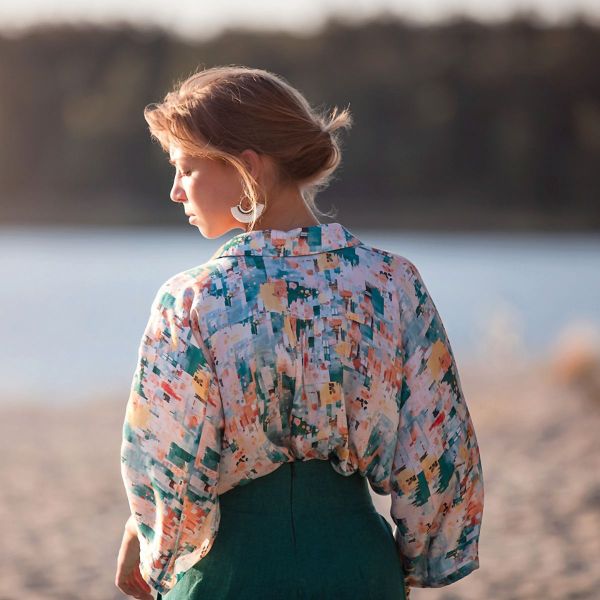 fließende Viskose abstrakt petrol gelb - City Joy M von See You At Six