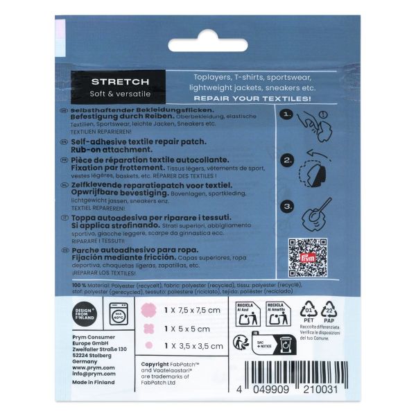 Prym x FabPatch Stretch Reparaturflicken rosa 3 Stück