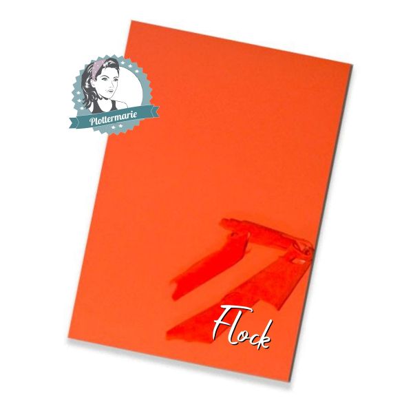 Flockfolie für Textildruck orange A4 - Plotterfolie von Plottermarie Flock Velours 480µ