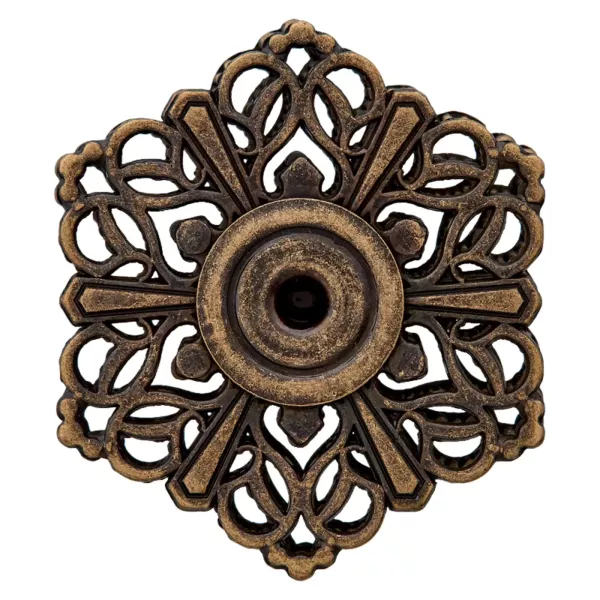 Dekorativer Annäh-Druckknopf aus Metall 32mm altmessing mit floralem Muster