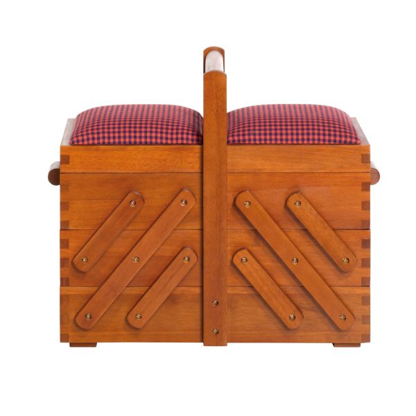 Nähkasten dunkles Holz mit Stoff Gr. M von Prym - Nostalgie Nähkästchen