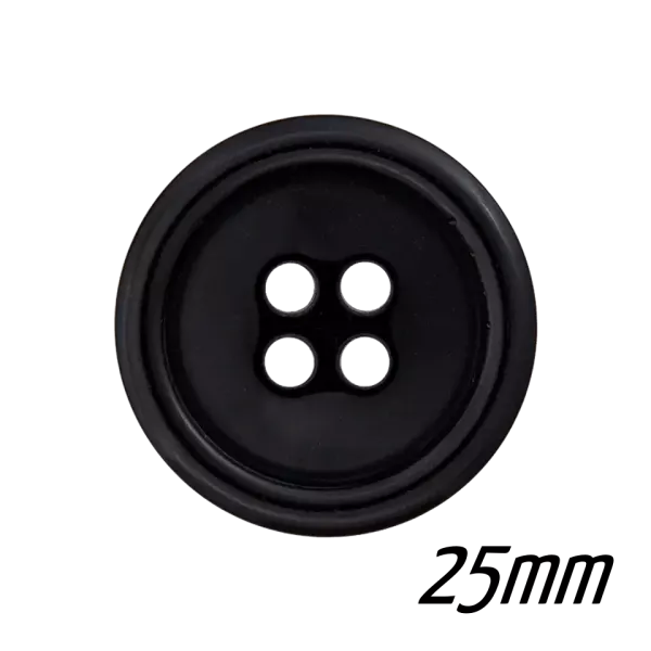 Schwarzer Knopf 25 mm aus Polyester mit 4 Löchern