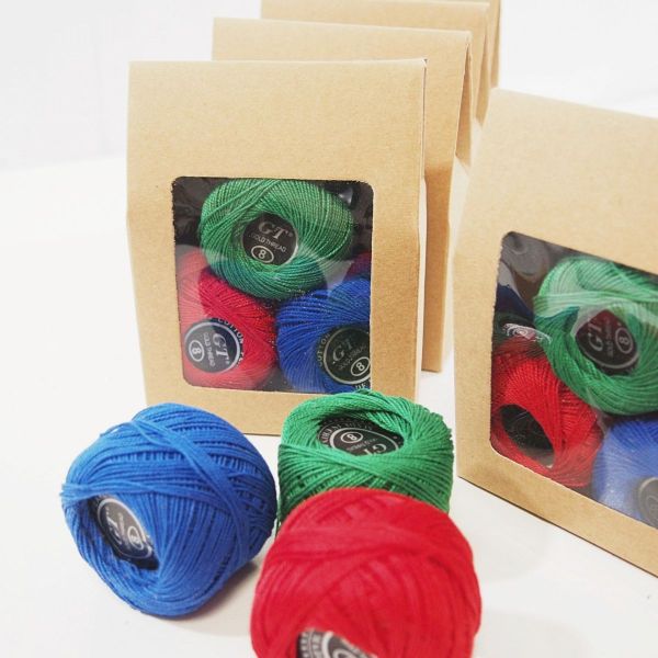 Stickgarn Set rot grün blau - Baumwollgarn 3x60m - Sticktwist zum Sticken & Häkeln