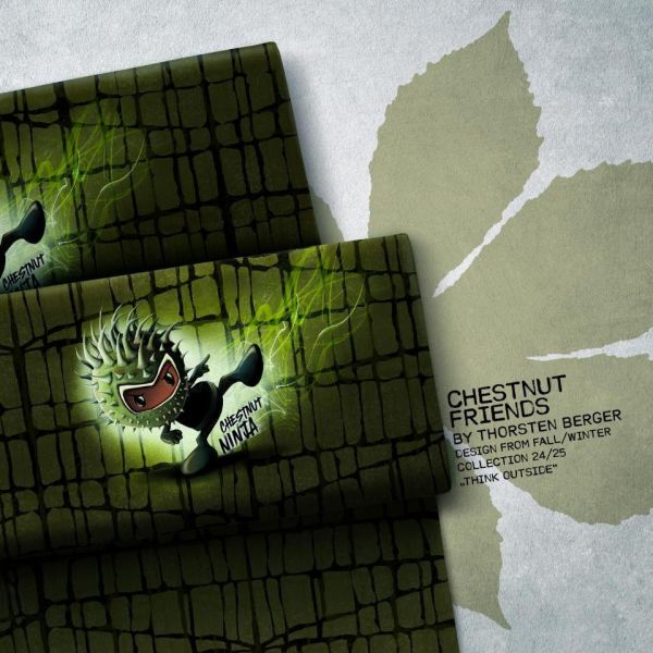 Sweat Ninja Kastianie grün - Chestnut Friends by Thorsten Berger – 90cm Panel French Terry