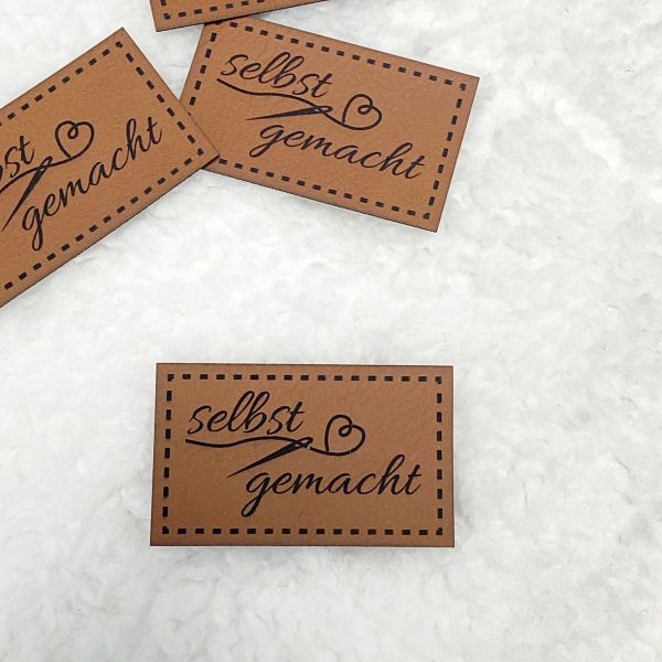 Aufnäher Label - SELBST GEMACHT braun - für einzigartige Nähprojekte, Strickwerke & Gebasteltes
