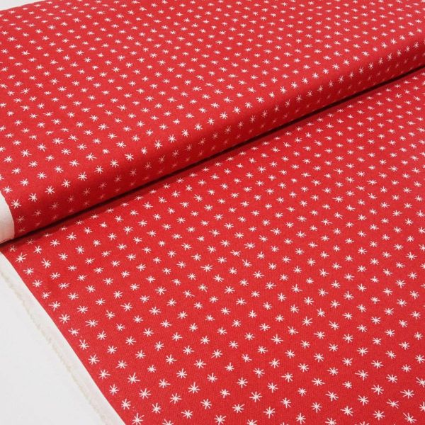 Baumwolle kleine Schneeflocken Sterne rot Weihnachten - To Be Jolly 36048