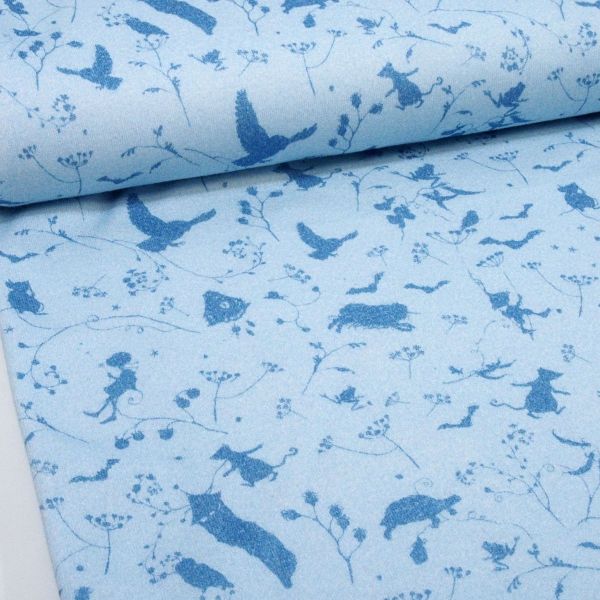 Acufactum Jersey Traumland - kleine Mäuse Schatten in blau - Baumwoll Interlock Jersey