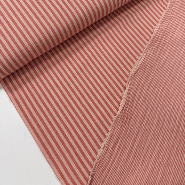 Doubleface Musselin Rosenholz Rosa gestreift