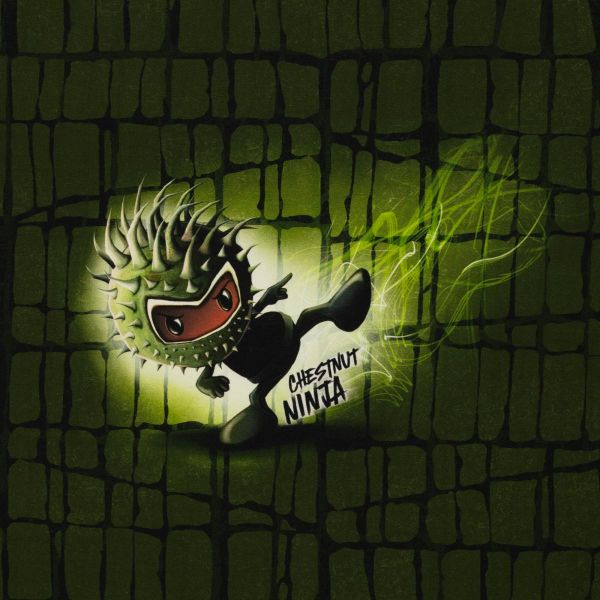 Sweat Ninja Kastianie grün - Chestnut Friends by Thorsten Berger – 90cm Panel French Terry