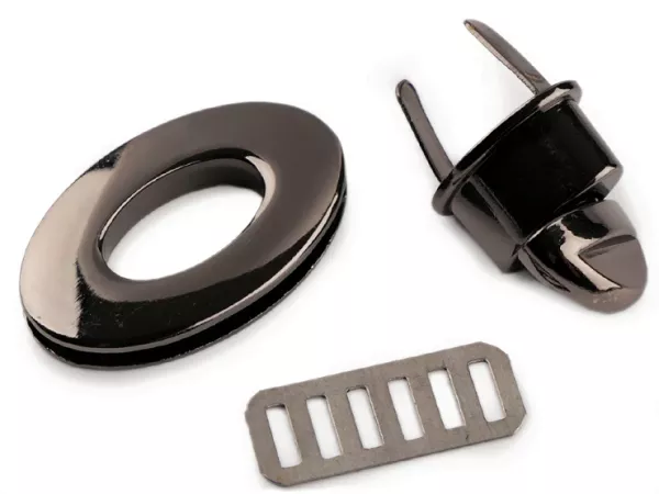 Taschen Drehverschluss gundmetal schwarz 23x37mm für Taschen und Rucksäcke