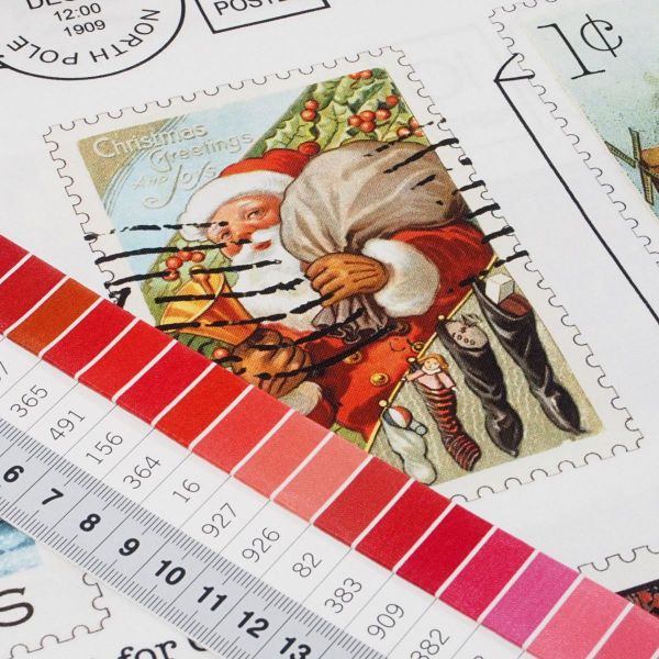 Baumwolle Weihnachten Vintage Maxi Briefmarken Santa - Riley Blake Nicholas