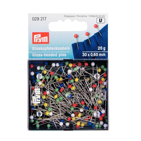 MAXI PACK - 220 Stecknadeln mit Glaskopf 30 x 0,6mm von Prym - 20g