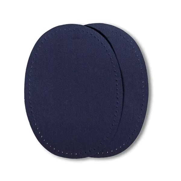 2 Reparatur Patches navy marineblau für Knie & Ellenbogen oval 14x10cm Flicken aufbügelbar