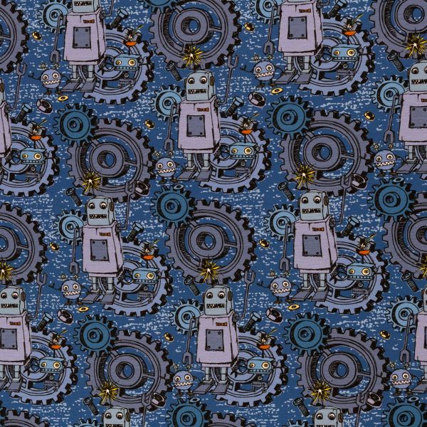 Jersey Roboter Zahnräder Schrauben blau - Happy Metal by Steinbeck von Swafing