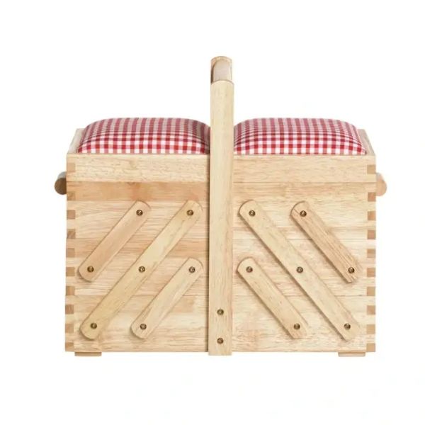 Nähkasten helles Holz mit Stoff Gr. M von Prym - Nostalgie Nähkästchen Nähkorb